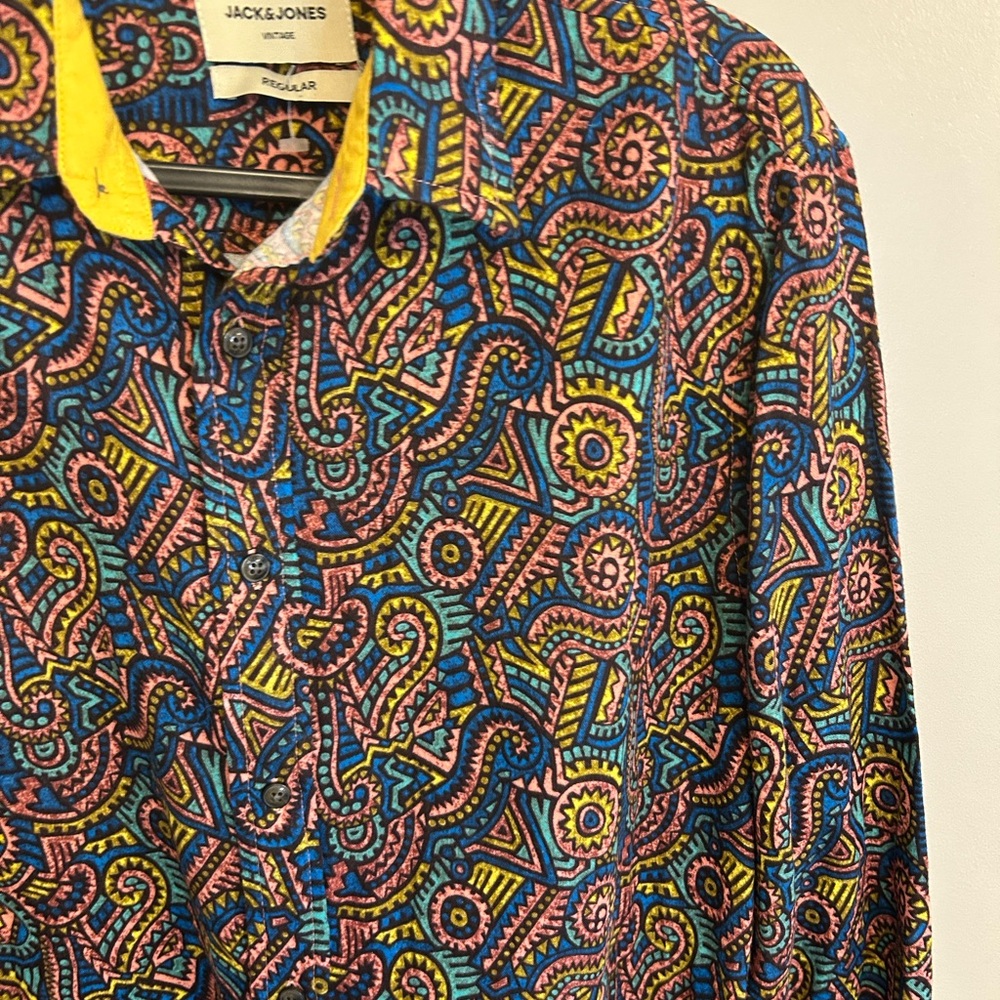 NWT Jack & Jones L regular fit 100% cotton multicolored button down shirt - Picture 10 of 16